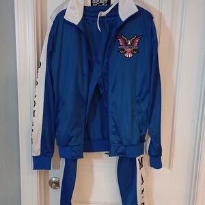 Blue and White Men's Tracksuit